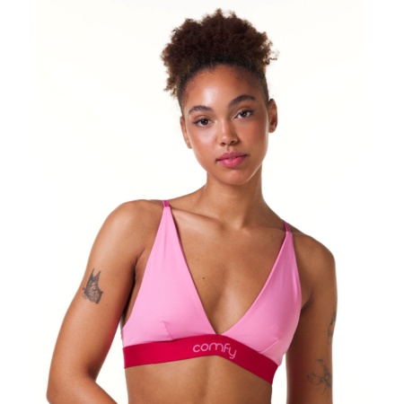 Comfy Pink Seamless Plunge Bralette Performance